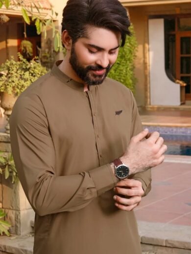 Brown Shalwar Kameez, Patch Work